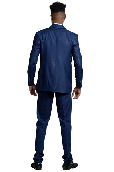 Zain Navy Blue Men's African Print Suit (Blazer + Pant) - Image 3